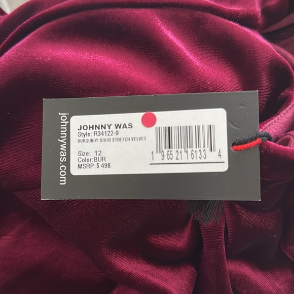 Brand new Johnny Was Burgundy Solid Stretch Velvet Dress - Picture 6 of 6